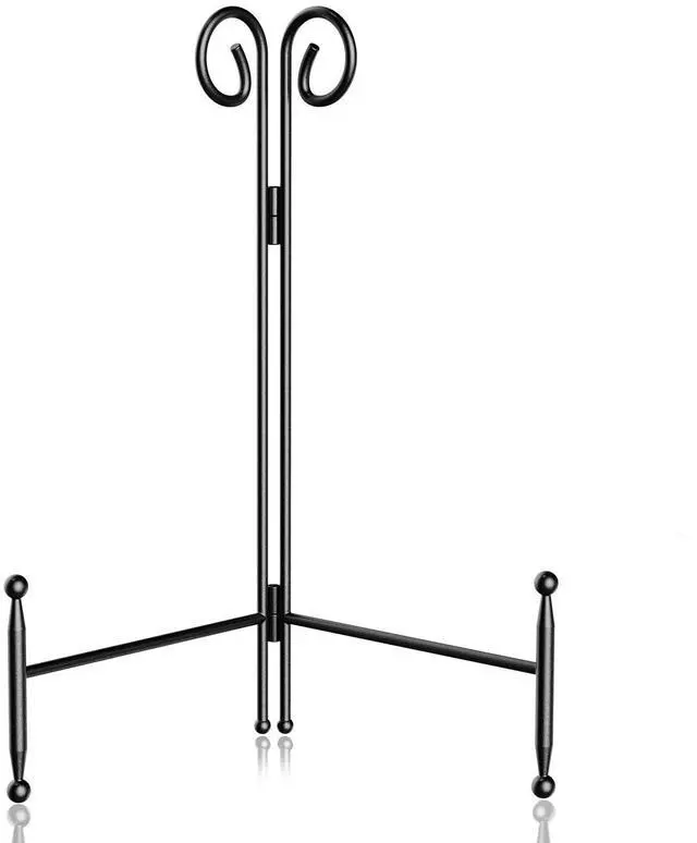 Main image of Plate Stand and Holder Display Stand 12 Inch, Black Iron Picture Frame Stand for Display, Collapsible and Portable Easel Stand for Table (1 Pack)