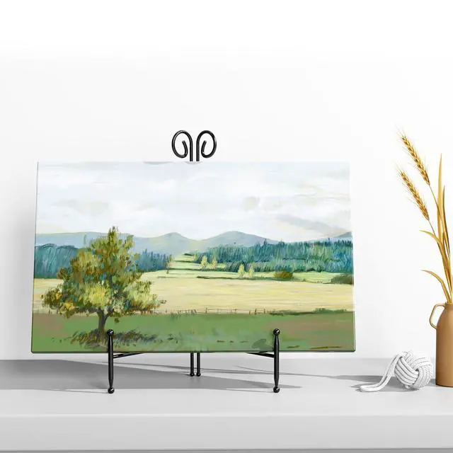 Alt view image 4 of 7 - Plate Stand and Holder Display Stand 12 Inch, Black Iron Picture Frame Stand for Display, Collapsible and Portable Easel Stand for Table (1 Pack)