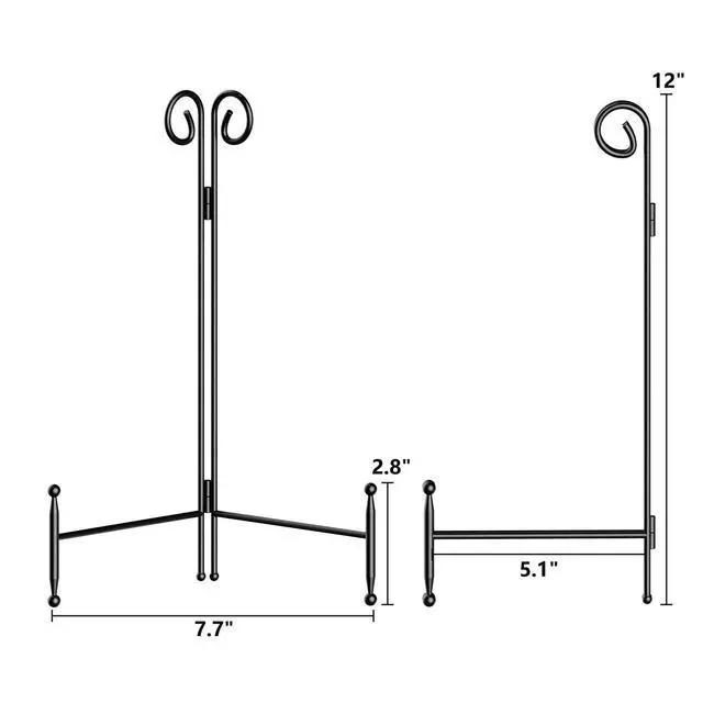 Alt view image 5 of 7 - Plate Stand and Holder Display Stand 12 Inch, Black Iron Picture Frame Stand for Display, Collapsible and Portable Easel Stand for Table (1 Pack)