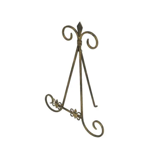 Alt view image 2 of 7 - Metal Scroll Display Easel Tabletop Easel with Foldable Stand, Display Stand 11" x 10" x 14", Gold