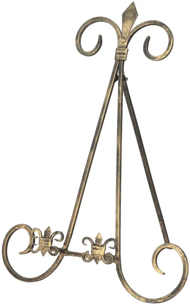 Main image of Metal Scroll Display Easel Tabletop Easel with Foldable Stand, Display Stand 11" x 10" x 14", Gold
