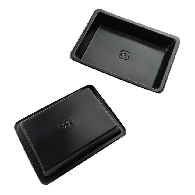 Alt view image 4 of 6 - 100 Pack Rectangle Plastic Soy Sauce Dishes, Disposable Sauce Dish for Dipping, Hot Sushi Plates, Sauce Serving Dish Set, Seasoning Appetizer Plates for BBQ, Salad - Black