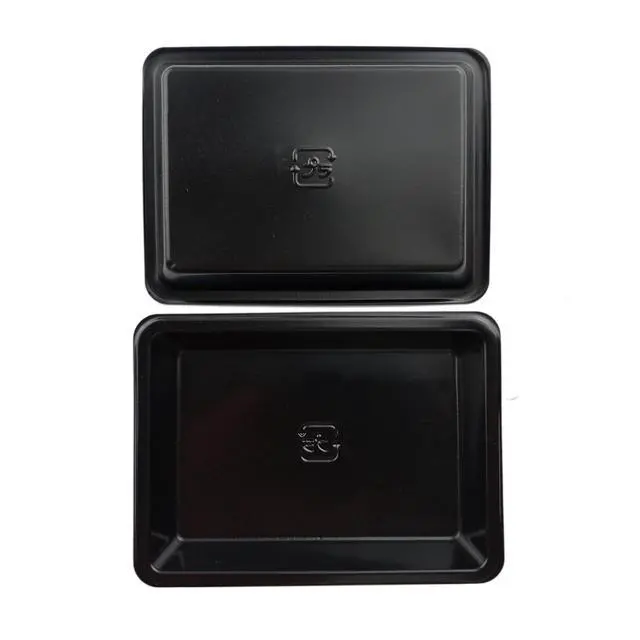 Alt view image 5 of 6 - 100 Pack Rectangle Plastic Soy Sauce Dishes, Disposable Sauce Dish for Dipping, Hot Sushi Plates, Sauce Serving Dish Set, Seasoning Appetizer Plates for BBQ, Salad - Black
