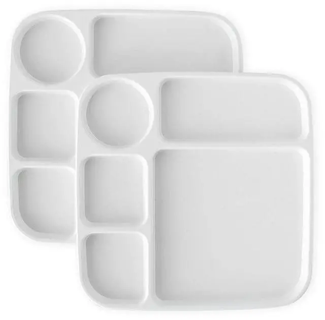 Main image of Divided Meal Tray, Set of 2, White, Microwave Safe Polypropylene