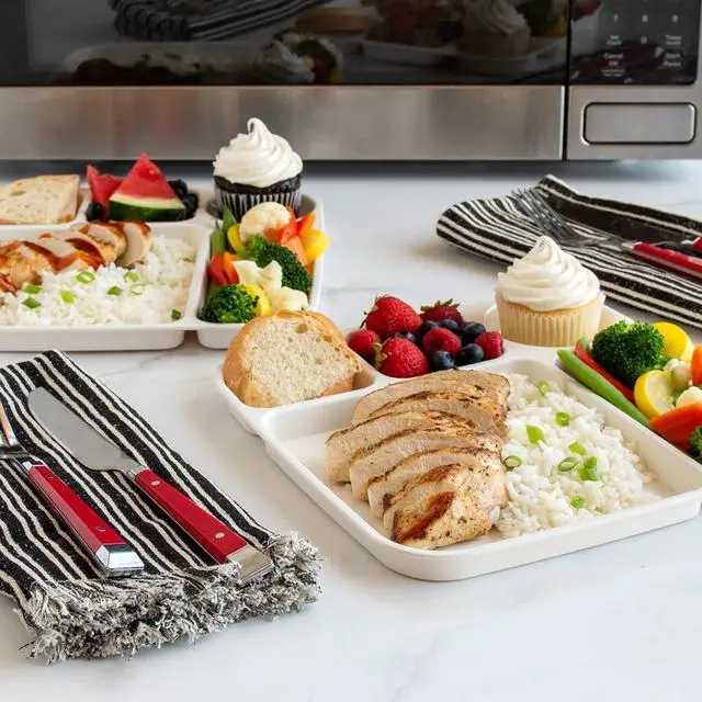Alt view image 3 of 7 - Divided Meal Tray, Set of 2, White, Microwave Safe Polypropylene