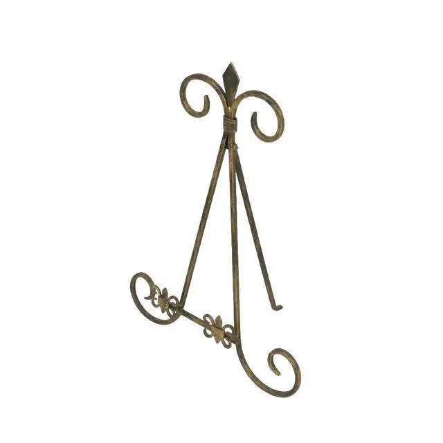 Alt view image 7 of 7 - Metal Scroll Display Easel Tabletop Easel with Foldable Stand, Display Stand 11" x 10" x 14", Gold
