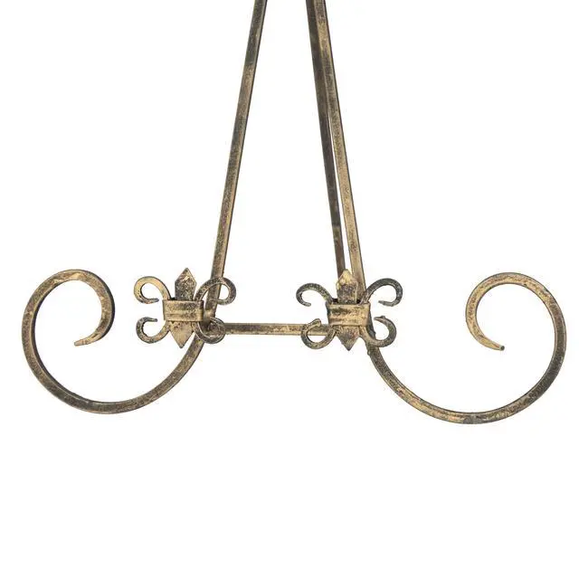Alt view image 5 of 7 - Metal Scroll Display Easel Tabletop Easel with Foldable Stand, Display Stand 11" x 10" x 14", Gold