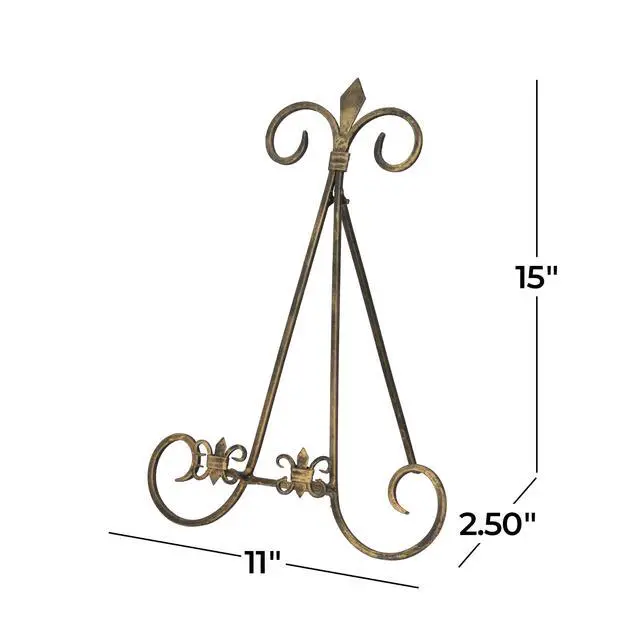 Alt view image 6 of 7 - Metal Scroll Display Easel Tabletop Easel with Foldable Stand, Display Stand 11" x 10" x 14", Gold
