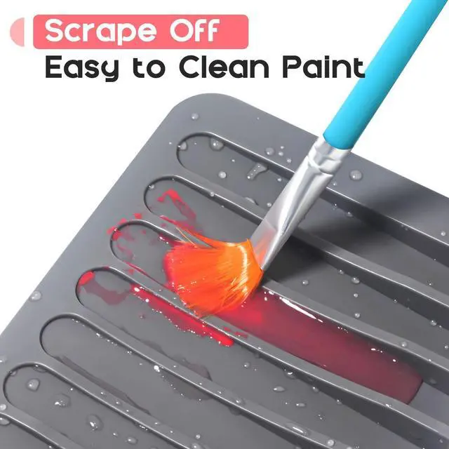 Alt view image 6 of 7 - 2 Pcs Paint Brush Holder with 8 Slots, Washable Silicone Brush Rinse Cleaner, Paintbrush Organizer Display Stand -Grey