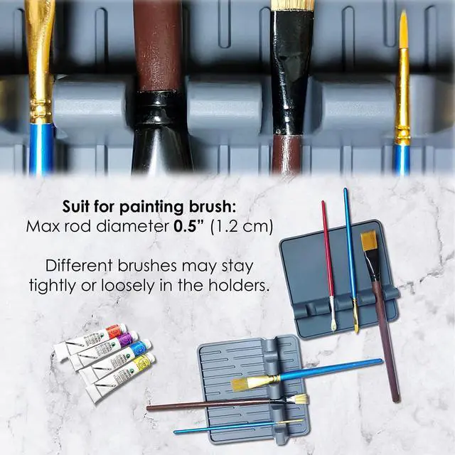 Alt view image 4 of 7 - Paint Brush Holder Set, Portable Silicone Stands with 4 Slots, 2 Pack