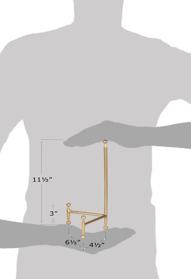 Alt view image 7 of 7 - Decorative Tripod Plate Stand and Art Holder Easel in Gold Finish - 11.5" h
