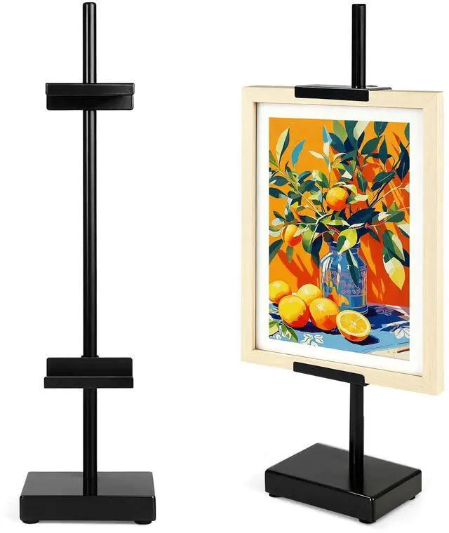 Main image of Adjustable Tabletop Easel Stand, Picture Easels for Display Up to 17" H, Black Metal Picture Frame Holder Stand Table for Art, Photo (1 Pack)