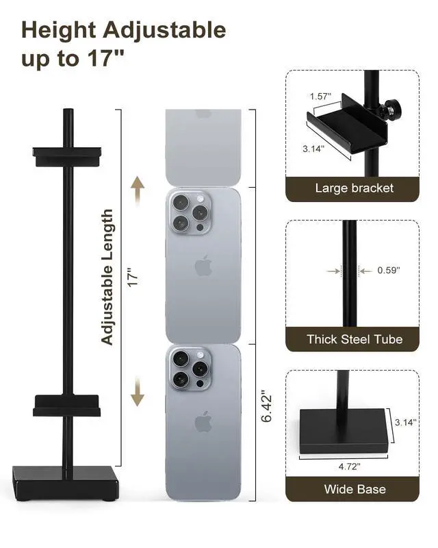 Alt view image 2 of 6 - Adjustable Tabletop Easel Stand, Picture Easels for Display Up to 17" H, Black Metal Picture Frame Holder Stand Table for Art, Photo (1 Pack)