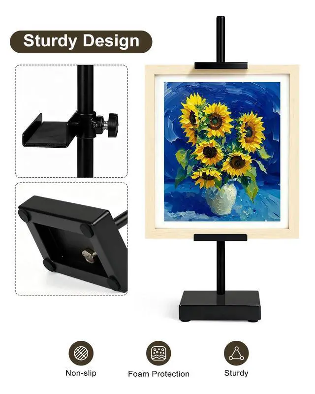 Alt view image 3 of 6 - Adjustable Tabletop Easel Stand, Picture Easels for Display Up to 17" H, Black Metal Picture Frame Holder Stand Table for Art, Photo (1 Pack)