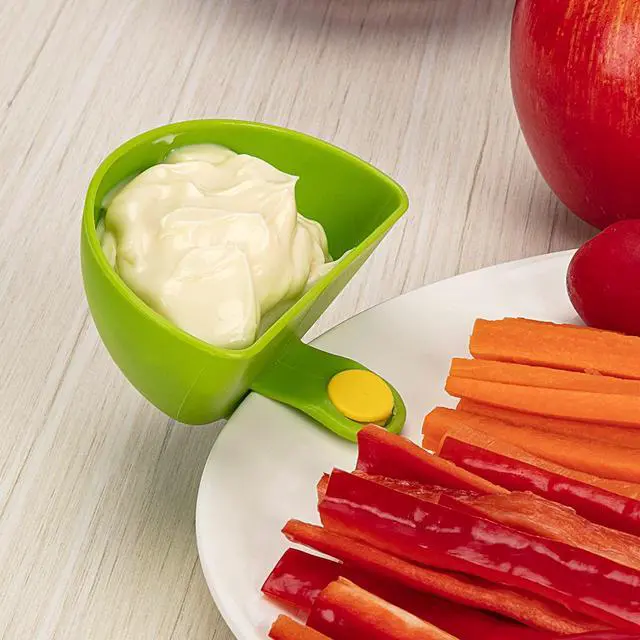 Alt view image 3 of 7 - Dip Clip for Bowls Plates 4PCS Plastic Dip Clip Bowl Plate Holder Chip and Dip Serving Set Sauce Holder for Spice Tomato Sauce Salt Veggie Vinegar Ketchup Chips (4 Colors)