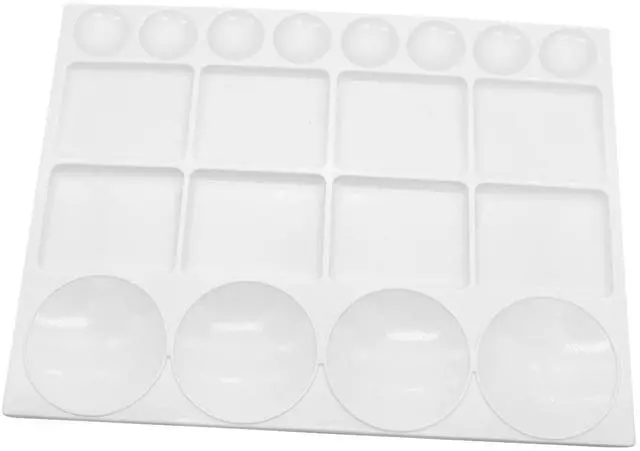 Main image of 20 Well Watercolor Paint Tray Palette Pallet Acrylic Painting Mixing Plastic Artist Large Square Palette, 13 x 10 Inches, White, 1PCS