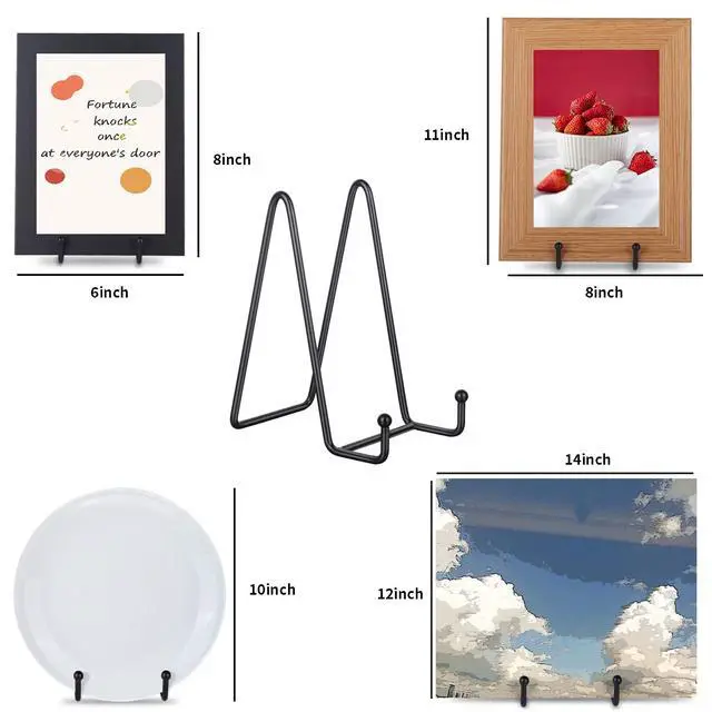 Alt view image 5 of 7 - 3 Pack 6 Inch Black Metal Display Stands Plate Holder Display Stands for Picture, Decorative Plate, Book, Photo Easel, Artistic Work (3 Pack, 6 inch)