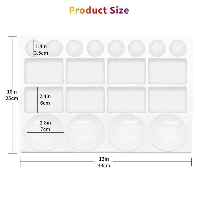 Alt view image 2 of 7 - 20 Well Watercolor Paint Tray Palette Pallet Acrylic Painting Mixing Plastic Artist Large Square Palette, 13 x 10 Inches, White, 1PCS