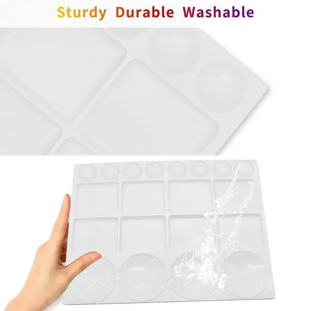 Alt view image 5 of 7 - 20 Well Watercolor Paint Tray Palette Pallet Acrylic Painting Mixing Plastic Artist Large Square Palette, 13 x 10 Inches, White, 1PCS
