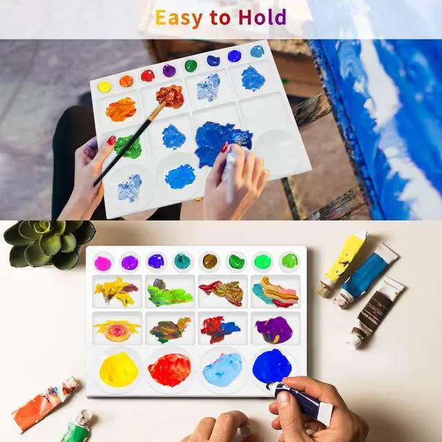 Alt view image 4 of 7 - 20 Well Watercolor Paint Tray Palette Pallet Acrylic Painting Mixing Plastic Artist Large Square Palette, 13 x 10 Inches, White, 1PCS