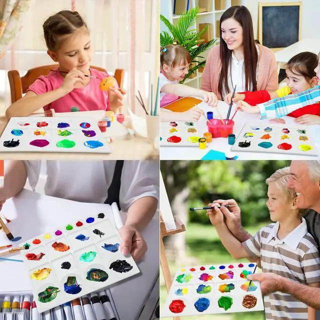 Alt view image 7 of 7 - 20 Well Watercolor Paint Tray Palette Pallet Acrylic Painting Mixing Plastic Artist Large Square Palette, 13 x 10 Inches, White, 1PCS
