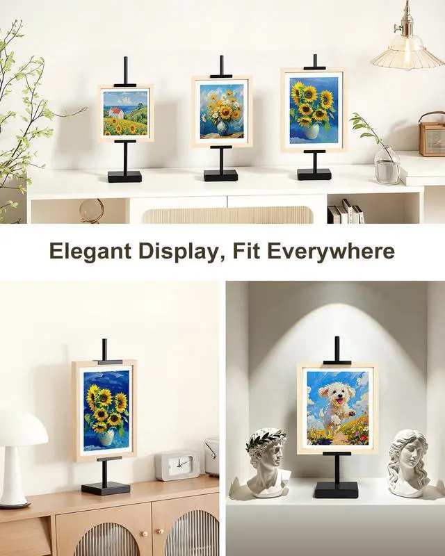 Alt view image 6 of 6 - Adjustable Tabletop Easel Stand, Picture Easels for Display Up to 17" H, Black Metal Picture Frame Holder Stand Table for Art, Photo (1 Pack)