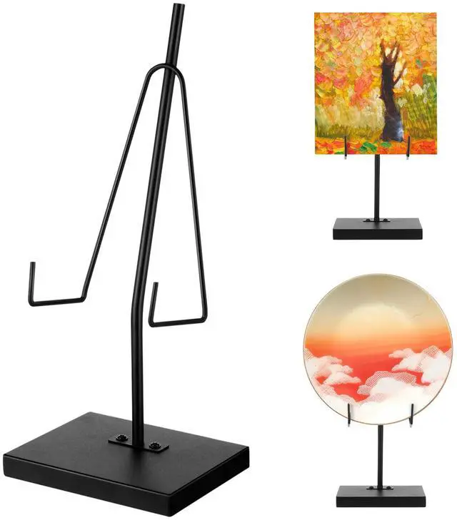 Main image of Metal Frame Holder Adjustable Tabletop Easel Stand Large Picture Stand Elevated Vertical Plaque Poster Easel Home Restaurant Book Photo and Platter Exhibition Black(12 x 5 x 4 Inches)
