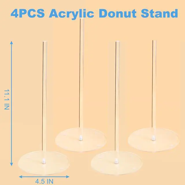 Alt view image 2 of 6 - 4PCS Acrylic Donut Display Stand Tower - Dessert Table Holder for Donuts, Bagels & Doughnuts - Perfect for Parties, Christmas, Birthday & New Year