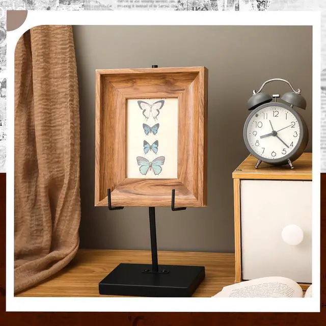 Alt view image 5 of 7 - Metal Frame Holder Adjustable Tabletop Easel Stand Large Picture Stand Elevated Vertical Plaque Poster Easel Home Restaurant Book Photo and Platter Exhibition Black(12 x 5 x 4 Inches)