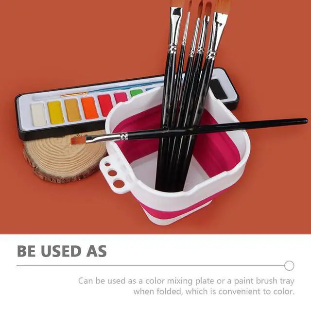 Alt view image 2 of 7 - Collapsible Silicone Brush Washer - Portable Foldable Water Cup & Basin for Watercolor, Acrylic, Oil Painting | Artist Brush Cleaner and Holder | Red
