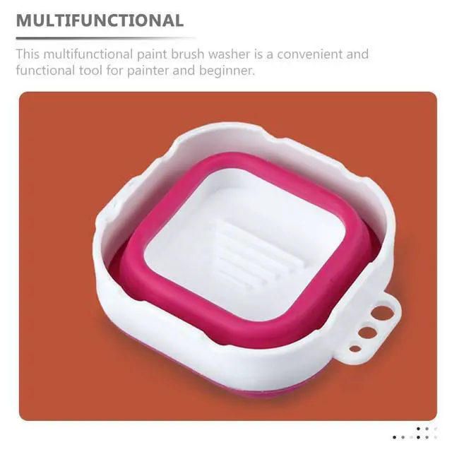 Alt view image 5 of 7 - Collapsible Silicone Brush Washer - Portable Foldable Water Cup & Basin for Watercolor, Acrylic, Oil Painting | Artist Brush Cleaner and Holder | Red
