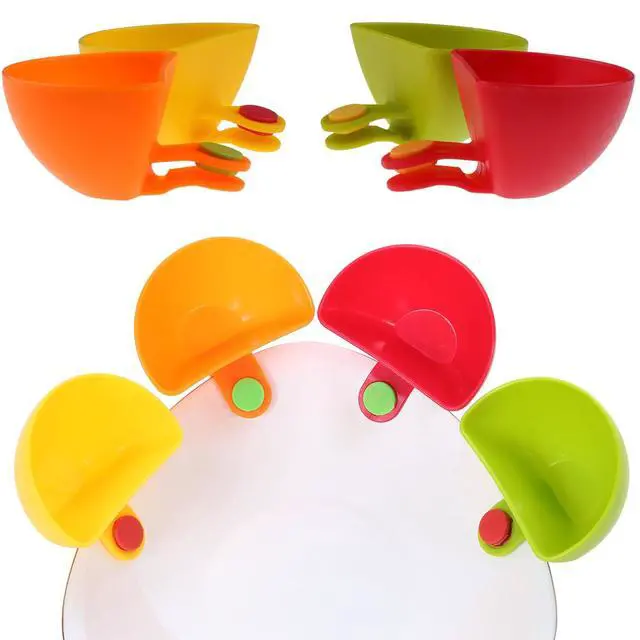 Alt view image 2 of 7 - Dip Clip Bowl Holder, 8-Pack Colorful Table Bowls Clip-on Dip Holders, For Tomato, Sauce, Salt, Vinegar, Sugar, Spices - Dip Bowl Party Ware