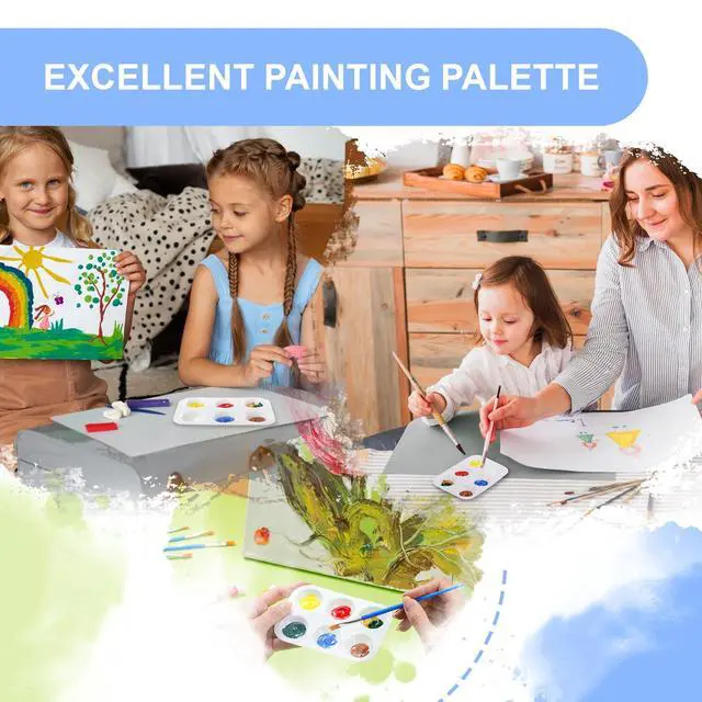 Alt view image 5 of 6 - 32 PCS Paint Tray Palette, White Plastic Paint Pallets, 6 Well Rectangular Paint Watercolor Palette for Students, Premium Paint Holder Tray for Painting Party, DIY Craft and Art Class