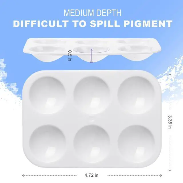 Alt view image 6 of 6 - 32 PCS Paint Tray Palette, White Plastic Paint Pallets, 6 Well Rectangular Paint Watercolor Palette for Students, Premium Paint Holder Tray for Painting Party, DIY Craft and Art Class