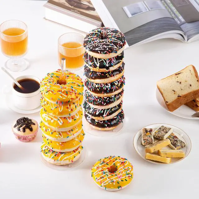 Alt view image 3 of 6 - 4PCS Acrylic Donut Display Stand Tower - Dessert Table Holder for Donuts, Bagels & Doughnuts - Perfect for Parties, Christmas, Birthday & New Year