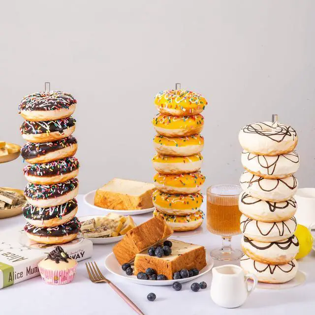 Alt view image 4 of 6 - 4PCS Acrylic Donut Display Stand Tower - Dessert Table Holder for Donuts, Bagels & Doughnuts - Perfect for Parties, Christmas, Birthday & New Year