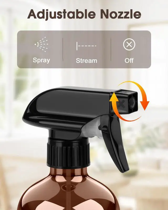 Alt view image 2 of 7 - Glass Spray Bottle with Silicone Sleeve Protection, Amber Glass Spray Bottle Set for Window Cleaner Aromatherapy Facial Hydration Watering Flowers Hair Care 2 Pack/16 oz (Black & Brown)