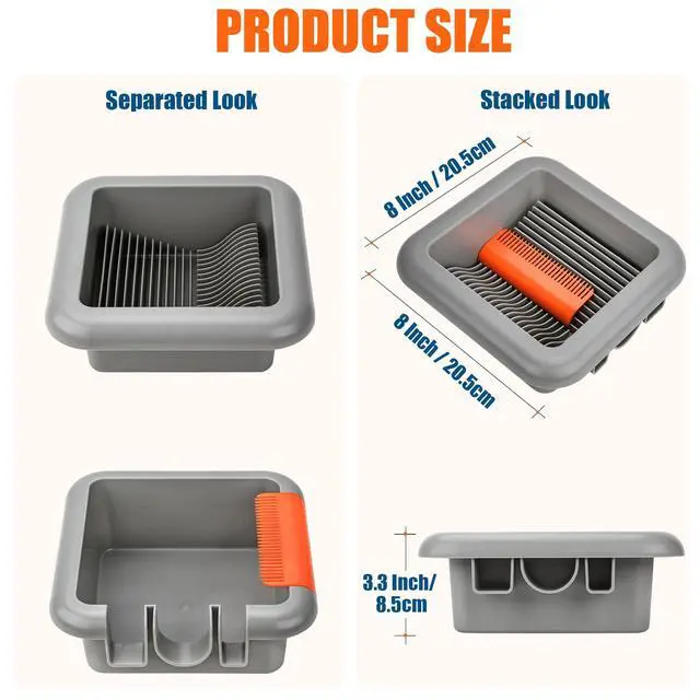 Alt view image 6 of 6 - Paint Brush Cleaner Washer Trays, 2 Individual Paint Trays for Fast Cleaning and Organizing Flat, Angled, Oval, Pointed, Large & Small Paint Brushes, Stackable Paintbrush Cleaner Trays Tool
