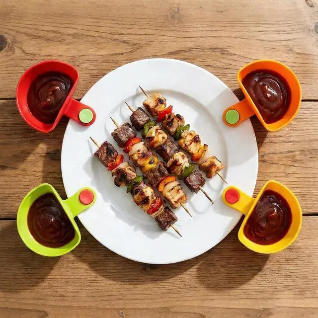 Alt view image 3 of 7 - 8-Pack Colorful and Reusable Dip Clips for Plates, Dishwasher Safe