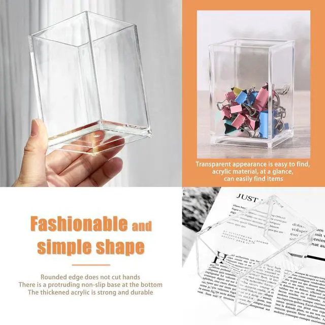 Alt view image 3 of 7 - 3 Pack Clear Acrylic Makeup Brush Holder,Acrylic Cosmetic Brushes Storage Organizer,Pencil Pen Holder Cup for Desk,Modern Design Desk Accessories for Office School Home Supplies