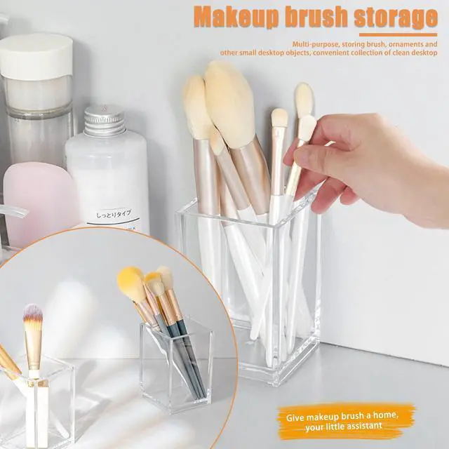 Alt view image 2 of 7 - 3 Pack Clear Acrylic Makeup Brush Holder,Acrylic Cosmetic Brushes Storage Organizer,Pencil Pen Holder Cup for Desk,Modern Design Desk Accessories for Office School Home Supplies