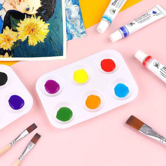 Alt view image 6 of 7 - 8 PCS Plastic Paint Tray Palettes, White