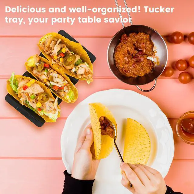 Alt view image 4 of 6 - 7 Pcs Taco Holder Stands, Black Large Tray Plates Plastics Holder for Baking, Dishwasher and Microwave Safety