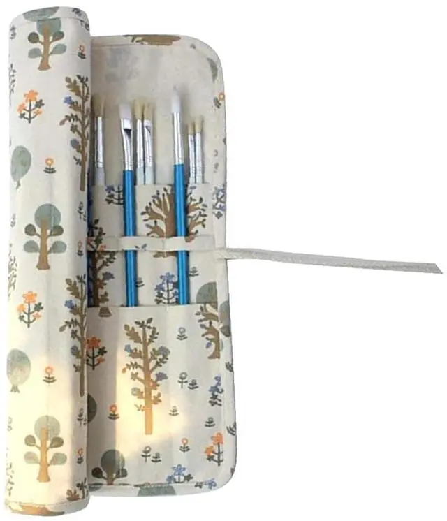 Main image of Funny Paint Brush Holder Storage 20 Slots Art Brush Roll Canvas Pouch Artist Paint Brush Holder Roll Up Brush Bag Case Storage Canvas Pouch for Watercolor Gouache