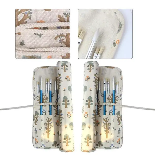 Alt view image 3 of 7 - Funny Paint Brush Holder Storage 20 Slots Art Brush Roll Canvas Pouch Artist Paint Brush Holder Roll Up Brush Bag Case Storage Canvas Pouch for Watercolor Gouache