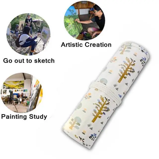 Alt view image 4 of 7 - Funny Paint Brush Holder Storage 20 Slots Art Brush Roll Canvas Pouch Artist Paint Brush Holder Roll Up Brush Bag Case Storage Canvas Pouch for Watercolor Gouache