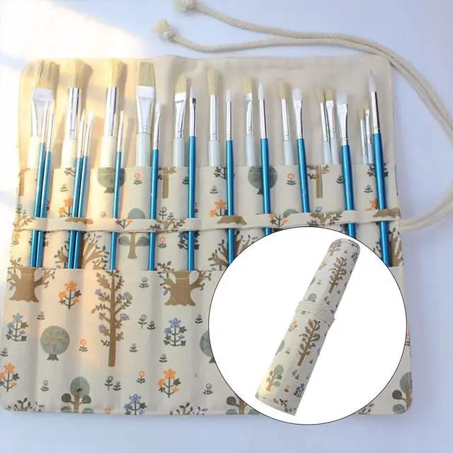 Alt view image 6 of 7 - Funny Paint Brush Holder Storage 20 Slots Art Brush Roll Canvas Pouch Artist Paint Brush Holder Roll Up Brush Bag Case Storage Canvas Pouch for Watercolor Gouache