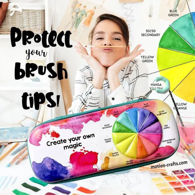 Alt view image 5 of 7 - Paint Brush Organizer Case - Travel Zipper Storage Pouch - Opens Flat - 16 Elastic Slots for Watercolor, Oil, and Acrylic Brushes, Markers, Pencils, Pens and More