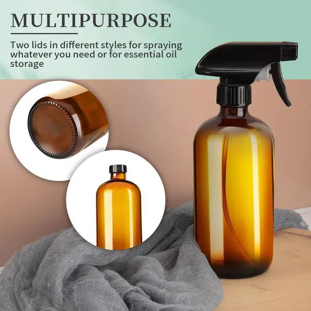 Alt view image 6 of 7 - 16oz Amber Glass Spray Bottles,2 Pack Glass Spray Bottles Refillable Empty Bottle with Adjustable Nozzle,Spray Bottle for Essential Oils,Cleaning,Pets,Hair Mister