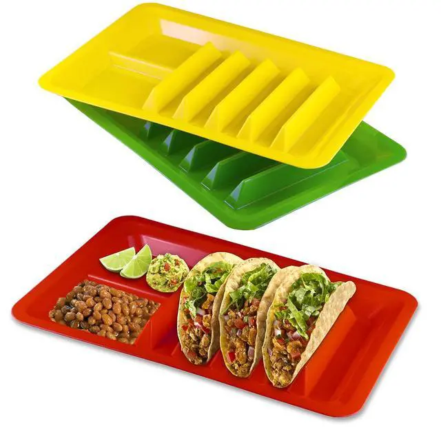 Alt view image 3 of 5 - 3 Pack Taco Holder Stand, Plastic Taco Plates for Hard & Soft Shell Tacos